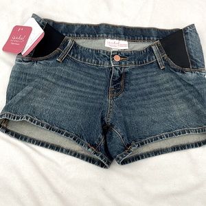 Isabel Maternity 6 Side Inset Panels Jean Midi Shorts